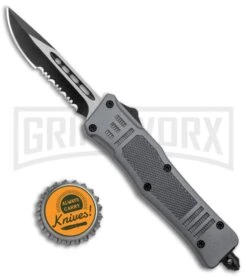 Atomic Defender Mini OTF Automatic Knife Gray - Two Tone Drop Point Serr 6 Atomic Defender Mini OTF Automatic Knife Gray - Two Tone Drop Point Serr -Knivesand Tools Shop Atomic Defender Mini OTF Auto Gray TT DP Serr GX 37470 jr bottlecap large