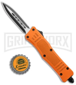 Atomic Defender Mini OTF Automatic Knife Orange - Two Tone Dagger -Knivesand Tools Shop Atomic Defender Mini OTF Auto Orange TT Dagger BHQ 141104 jr bottlecap large