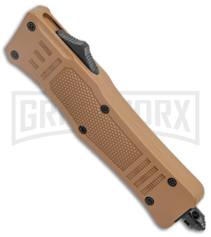 Atomic Defender Mini OTF Automatic Knife Sand Brown (2.625" Two-Tone) Atomic Defender Mini OTF Automatic Knife Sand Brown (2.625" Two-Tone) -Knivesand Tools Shop Atomic Defender Mini OTF Auto Sand Brown TT DP GX 37531 jr spine large