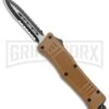 Atomic Defender Mini OTF Automatic Knife Sand Brown (2.625" Two-Tone Serr) -Knivesand Tools Shop Atomic Defender Mini OTF Auto Sand Brown TT Dagger Serr GX 37532 jr large