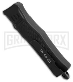 Atomic Defender Mini OTF Automatic Knife Black - Serrated Damascus Drop Point -Knivesand Tools Shop Atomic Defender Mini OTF Automatic Knife Black Serrated Damascus Drop Point GX 42353 hd side large