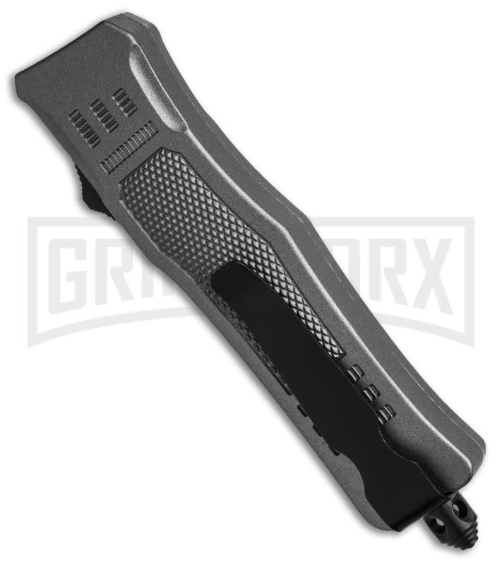 Atomic Defender Mini OTF Automatic Knife Gray - Two Tone Recurve Atomic Defender Mini OTF Automatic Knife Gray - Two Tone Recurve -Knivesand Tools Shop Atomic Defender Mini OTF Automatic Knife Gray Two Tone Recurve GX 38809 td side large