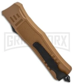 Atomic Defender Large OTF Automatic Knife Sand Brown - Two Tone Drop Point 4 Atomic Defender Large OTF Automatic Knife Sand Brown - Two Tone Drop Point -Knivesand Tools Shop Atomic Defender Sand Brown OTF Auto TT Plain GX 33729 jr side large