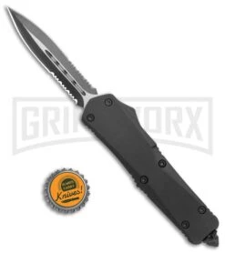 Atomic Lance Black OTF Automatic Knife - Two Tone Double Serr -Knivesand Tools Shop Atomic Large Shield Dagger Black OTF Auto TT Double Serr GX 38227 jr bottlecap large