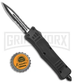 Atomic Defender Mini OTF Automatic Knife Black - Serr Two Tone Dagger -Knivesand Tools Shop Atomic Mini Defender Dagger Black TT Serr WNS IT M108 BP 19602 jr bottlecap large