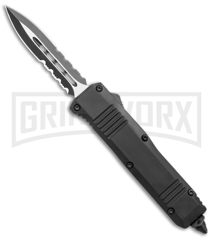 Atomic Mini Shield Dagger Black OTF Automatic Knife - Serr Atomic Mini Shield Dagger Black OTF Automatic Knife - Serr -Knivesand Tools Shop Atomic Mini Shield Dagger Black OTF Auto Serr GX 19604 jr large