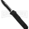 Atomic Shield Large Drop Point Black OTF Automatic Knife - Two Tone Serrated -Knivesand Tools Shop Atomic Shield Large DP Black OTF TT Serr GX 34162 jr large