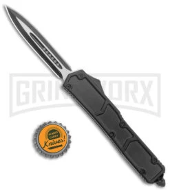 Atomic Slim OTF Smooth Scale Automatic Knife - Dagger 2 Tone Plain -Knivesand Tools Shop Atomic Slim Dagger Black OTF Smooth Scales TT GX 38191 jr bottlecap large