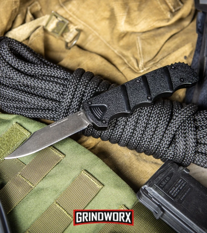 Boker Kalashnikov Black Aluminum OTF Automatic Knife - Bowie Black SW Plain Boker Kalashnikov Black Aluminum OTF Automatic Knife - Bowie Black SW Plain -Knivesand Tools Shop Boker Kalashnikov Bowie D A OTF Automatic Knife Black SW D2 BHQ 113130 kp tac web large