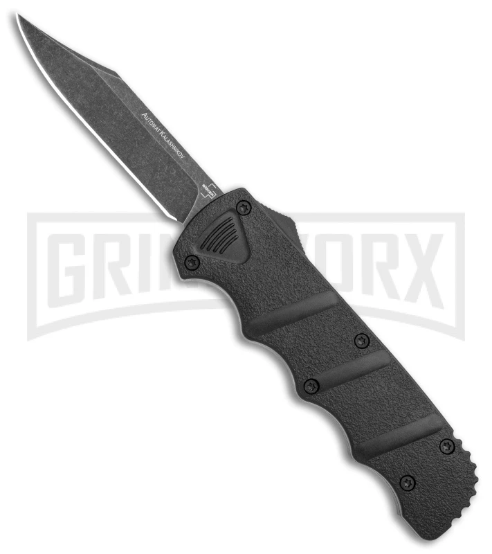 Boker Kalashnikov Black Aluminum OTF Automatic Knife - Bowie Black SW Plain Boker Kalashnikov Black Aluminum OTF Automatic Knife - Bowie Black SW Plain -Knivesand Tools Shop Boker Plus Kalashnikov DA OTF Auto Black SW BHQ 113130 jr large