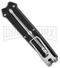 Boker Plus Slike Black OTF Manual Dagger Knife - Stonewash Plain -Knivesand Tools Shop Boker Plus Slike Manual OTF Knife Black G10 2in SW BHQ 39166 td side large