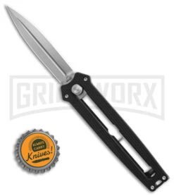 Boker Plus Slike Black OTF Manual Dagger Knife - Stonewash Plain -Knivesand Tools Shop Boker Plus Slike Manual OTF Knife Black G10 2in SW BHQ 39166 td size large