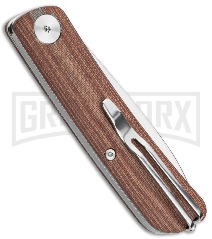 Boker Plus Tech Tool Premium Brown Micarta Slip Joint Knife - Satin Plain Boker Plus Tech Tool Premium Brown Micarta Slip Joint Knife - Satin Plain -Knivesand Tools Shop Boker Plus Tech Tool Premium SJ Brown Micarta Satin BHQ 139160 jr side large