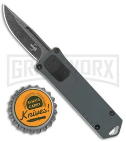 Boker Plus USB OTF Black Automatic Knife Aluminum - Gray SW Plain -Knivesand Tools Shop Boker Plus USB OTF Auto Gray Aluminum Black SW BHQ 125998 jr bottlecap large