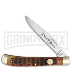 Boker Slim Line Trapper Brown Jigged Bone Pocket Knife