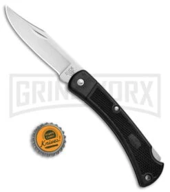 Buck Knives Buck 110 Folding Hunter LT Black Lockback Knife - Satin Plain -Knivesand Tools Shop Buck 110 Folding Hunter LT LB Satin 0110BKSLT BHQ 79530 jr bottlecap large