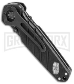 Buck Knives Buck Black Alpha Crosslock Knife W/ Saw & Gut Hook Blade - Black -Knivesand Tools Shop Buck 183 Alpha Crosslock blackout G10 saw gut hook black BHQ 66586 er side large