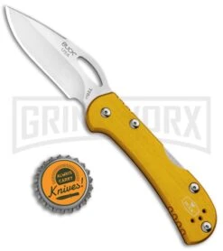 Buck Knives Buck Mini SpitFire Yellow Folding Knife - Satin Plain -Knivesand Tools Shop Buck Mini SpitFire LB Yellow Satin 0726YWS BHQ 92993 jr bottlecap large