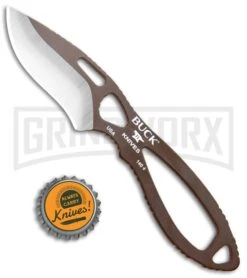 Buck Knives Buck PakLite Skinner Fixed Blade Knife - Brown/Satin Plain -Knivesand Tools Shop Buck PakLite Skinner Brown Satin 0140BRS BHQ 106679 jr bottlecap large
