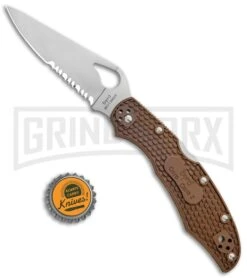 Byrd Cara Cara 2 Brown FRN Folding Knife - Satin Serr 5 Byrd Cara Cara 2 Brown FRN Folding Knife - Satin Serr -Knivesand Tools Shop Byrd Cara Cara 2 LB Brown FRN Satin Serr BY03PSBN2 BHQ 89816 jr bottlecap large