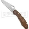 Byrd Cara Cara 2 Brown FRN Folding Knife - Satin Serr -Knivesand Tools Shop Byrd Cara Cara 2 LB Brown FRN Satin Serr BY03PSBN2 BHQ 89816 jr large