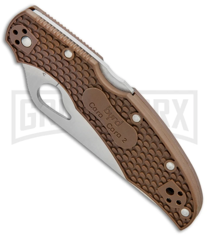 Byrd Cara Cara 2 Brown FRN Folding Knife - Satin Serr Byrd Cara Cara 2 Brown FRN Folding Knife - Satin Serr -Knivesand Tools Shop Byrd Cara Cara 2 LB Brown FRN Satin Serr BY03PSBN2 BHQ 89816 jr spine large