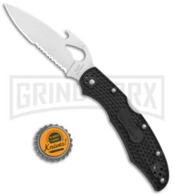 Byrd Cara Cara 2 Folding Knife Black FRN W/ Emerson Wave Opener - Satin Serr -Knivesand Tools Shop Byrd Cara Cara 2 LB Emerson Opener FRN Satin Serr BY03PSBK2W BHQ 97494 jr bottlecap large