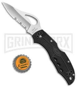 Byrd Meadowlark Black FRN Folding Knife - Satin Serr -Knivesand Tools Shop Byrd Meadlowlark FRN LB Satin Serr BY04PSBK BHQ 6921 jr bottlecap large