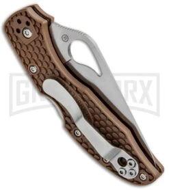 Byrd Meadowlark 2 Brown FRN Folding Knife - Satin Serr -Knivesand Tools Shop Byrd Meadowlark 2 LB Brown FRN Satin Serr BY04PSBN2 BHQ 89823 jr side large