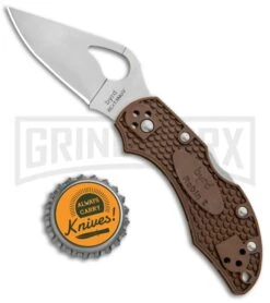 Byrd Robin 2 Brown FRN Folding Knife - Satin Plain -Knivesand Tools Shop Byrd Robin 2 LB Brown FRN Satin BHQ 89825 jr bottlecap large