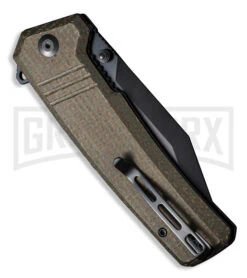 CIVIVI Bhaltair Burlap Micarta Folding Knife - Tanto Black Plain -Knivesand Tools Shop CIVIVI Bhaltair C23024 3 BHQ 187194 hd side large