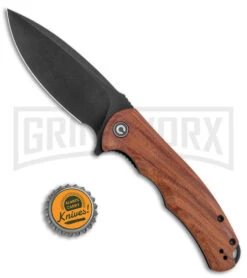 CIVIVI Praxis Cuibourtia Wood Flipper Folding Knife - Black -Knivesand Tools Shop CIVIVI Praxis Flipper LL Cuibourtia Wood Black BHQ 142944 jr bottlecap large