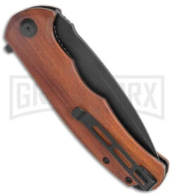 CIVIVI Praxis Cuibourtia Wood Flipper Folding Knife - Black -Knivesand Tools Shop CIVIVI Praxis Flipper LL Cuibourtia Wood Black BHQ 142944 jr side large