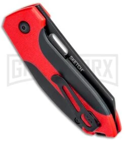 CRKT Burnley Sketch Black/Red Wharncliffe Liner Lock Folding Knife - Black Plain -Knivesand Tools Shop CRKT Burnley Sketch Wharncliffe LL Black 2430 BHQ 71241 jr side 3 large