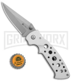 CRKT Crawford Kasper Professional Gray Folding Knife - Gray Plain -Knivesand Tools Shop CRKT Crawford Kasper Professional LL Silver Gray 7772 BHQ 76580 jr bottlecap large