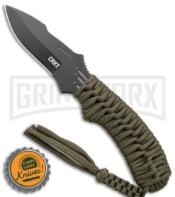 CRKT Thunder Strike Fixed Blade Neck Knife - Black Plain -Knivesand Tools Shop CRKT Crawford Thunder Strike Neck Green Paracord Black BHQ 27278 jr bottlecap large