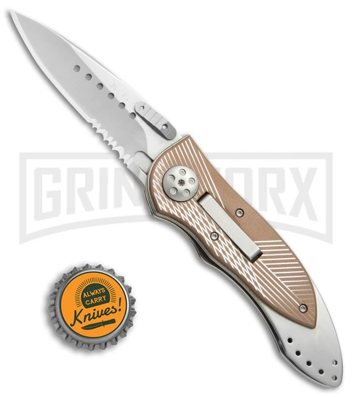 CRKT Elishewitz E-Lock Bronze Folding Knife - Satin Serr CRKT Elishewitz E-Lock Bronze Folding Knife - Satin Serr -Knivesand Tools Shop CRKT Elishewitz E Lock bronze satin serr 7333 BHQ 0477 er size large