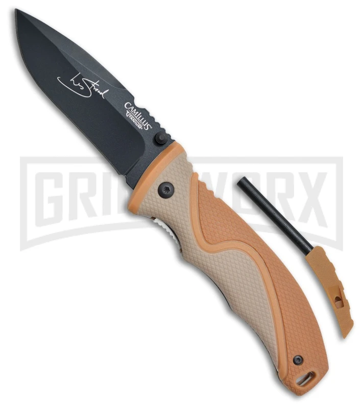 Camillus San Bushmen Brown Folding Knife - Black Plain Camillus San Bushmen Brown Folding Knife - Black Plain -Knivesand Tools Shop Camillus San Bushmen brown black BHQ 43018 er large