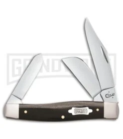 Case Mini Trapper Knife Black/Green/Natural Micarta Pocket Knife - Polish Plain