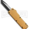 Chud Mini Gold OTF Automatic Knife - Black Tanto Plain -Knivesand Tools Shop Chud Mini Gold OTF Auto Pocket Clip Black Tanto GX 38553 jr large