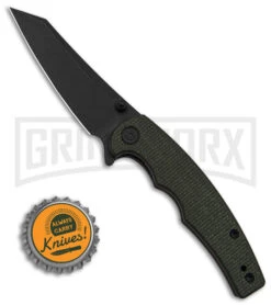 CIVIVI P87 Folder Green Micarta Liner Lock Knife - Black Plain -Knivesand Tools Shop Civivi P87 FLLK Green Micarta 2in Black SW BHQ 151779 td size large