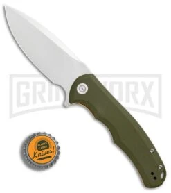 CIVIVI Praxis OD Green G-10 Flipper Folding Knife - Satin Plain -Knivesand Tools Shop Civivi Praxis OD Green G10 satin BHQ 87970 er bottlecap large