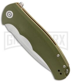 CIVIVI Praxis OD Green G-10 Flipper Folding Knife - Satin Plain -Knivesand Tools Shop Civivi Praxis OD Green G10 satin BHQ 87970 er spine large