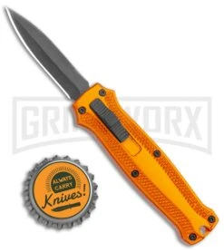 Coffin Blaster 2.0 Textured Orange DA/OTF Automatic 440 Knife (2" Black Satin) -Knivesand Tools Shop Coffin Blaster Textured Gold DA OTF Auto Black Plain GX 37502 jr bottlecap large