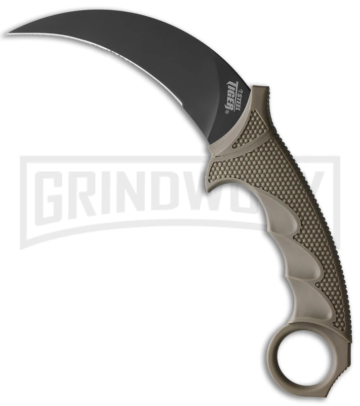 Cold Steel Karambit Steel Tiger Dark Earth Fixed Blade Knife - Black Plain Cold Steel Karambit Steel Tiger Dark Earth Fixed Blade Knife - Black Plain -Knivesand Tools Shop Cold Steel Karambit Steel Tiger Fixed Blade Dark Earth Black BHQ 173960 jr large