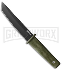 Cold Steel Kobun OD Green Fixed Blade Knife - Tanto Black Plain