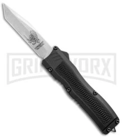 Conquest Tactical Fury Black D/A OTF Automatic Knife - Stonewash Plain