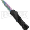 Edgeworks Carbon Fiber OTF Auto Knife Dagger - Rainbow Damascus Finish) -Knivesand Tools Shop Edgeworks Carbon Fiber OTF Auto Knife Dagger 3in Rainbow Damascus GX 42359 td large