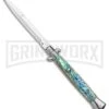Frank B 11" Italian Stiletto Bayo Abalone Auto Knife - 5" Satin Plain