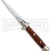 Frank B 9" Italian Stiletto Briar Wood Automatic Knife - Dagger Satin -Knivesand Tools Shop Frank B 9in Italian Stiletto Briar Wood Auto Dagger BP 30454 jr large
